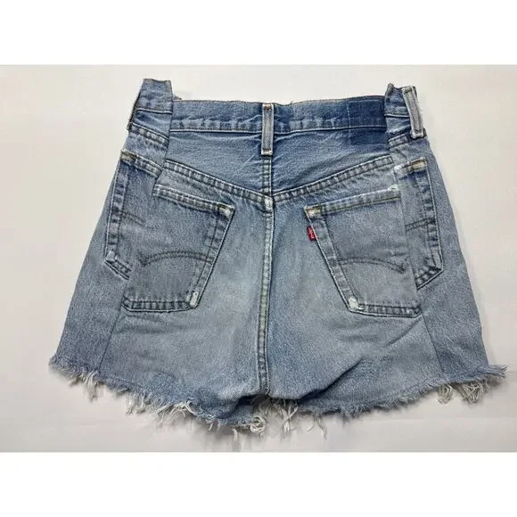 EB Denim Women's Reconstructed Vintage Levi's Denim Shorts - Size 24 - Picture 3 of 6